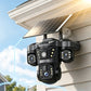 📹 50% dto. Cámara de seguridad solar de triple lente – cobertura 360°, inalámbrica y resistente a la intemperie. Vigilancia nítida día y noche! ☀️🏠