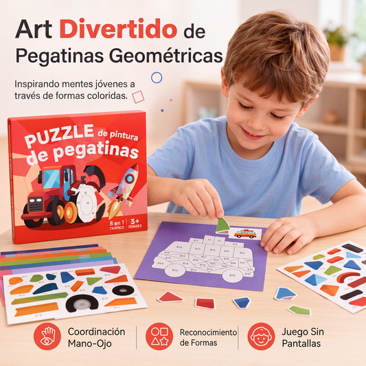Libro de actividades con pegatinas geométricas para niños