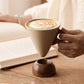 ☕✨ Taza Vintage con Asa de Madera y Platillo – Estilo Retro Elegante, Aroma y Estética Única para tu Rincón de Café