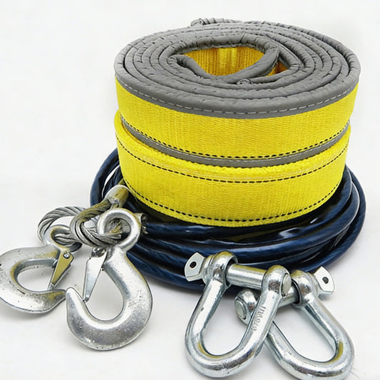 🚗 50% dto. Cuerda de remolque de 8 toneladas – polipropileno reforzado, rayas reflectantes y ganchos de grillete en U forjados. ¡Remolca coches, SUV y camiones ligeros con total seguridad! ✨💪