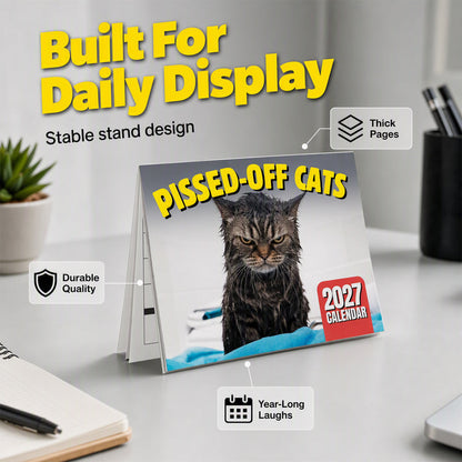 😾 50% dto. Calendario 2027 de gatos gruñones – 12 meses de humor felino, papel artístico de alta calidad. Perfecto para regalar y organizar! ✨📅