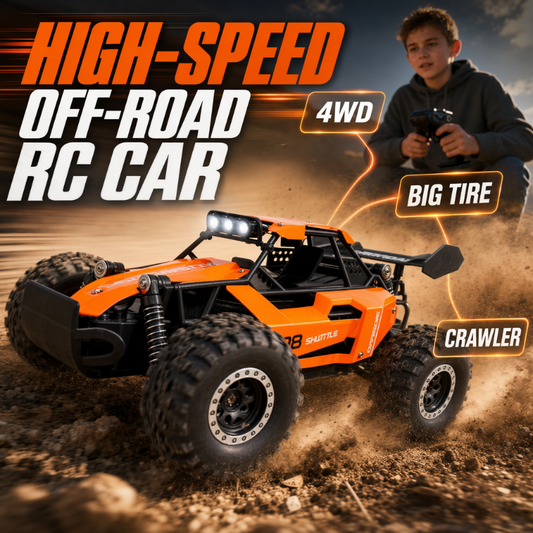 🚙 50% dto. Coche RC todoterreno 4WD – neumáticos grandes, suspensión con resortes y luces LED. Control ágil para aventuras al aire libre! ✨🏁