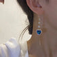 💙 50% dto. Pendientes largos con corazón de gemas azules – 2.10 Cttw, hipoalergénicos y sin níquel. Regalo ideal para ella! ✨🎁