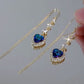 💙 50% dto. Pendientes largos con corazón de gemas azules – 2.10 Cttw, hipoalergénicos y sin níquel. Regalo ideal para ella! ✨🎁