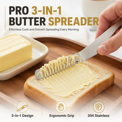 🧈 50% dto. Herramienta 3 en 1 para mantequilla – extiende, corta y ralla en un solo utensilio. Acero inoxidable 304 y mango ergonómico! ✨🍞