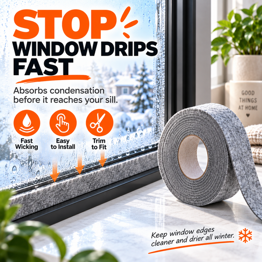 🪟 50% dto. Tira de fieltro absorbente para condensación en ventanas – autoadhesiva, cortable a medida y en 3 colores. Protege marcos y alféizares! ✨💧