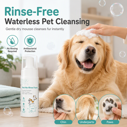 🐾 50% dto. Espuma limpiadora sin enjuague para mascotas – elimina suciedad y grasa al instante, fórmula botánica antibacteriana. Ideal para gatos y perros! ✨🛁