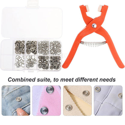 🧵 50% dto. Alicate para botones a presión sin costura – acero inoxidable, diseño ergonómico y caja organizadora. ¡Instala botones en segundos sin aguja ni hilo! ✨📦