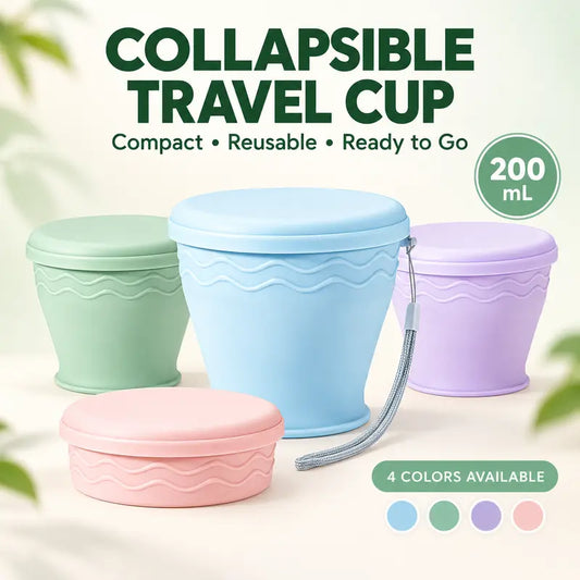 🥤 50% dto. Vaso de viaje plegable de silicona – se pliega en segundos, correa para mochila y borde de acero inoxidable. ¡Apto para agua hirviendo, ultraligero! ✨🎒