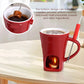 🍫 50% dto. Taza de fondue de chocolate de cerámica con portavelas integrado – mantiene el chocolate a la temperatura ideal. ¡Incluye tenedor de metal y 200 ml! ✨🔥