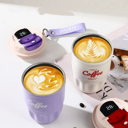 ☕ 50% dto. Taza térmica inteligente con pantalla de temperatura – acero inoxidable 316, aislamiento 12 h y antiderrames. ¡Café o té a la temperatura perfecta, 360 ml! ✨🛡️