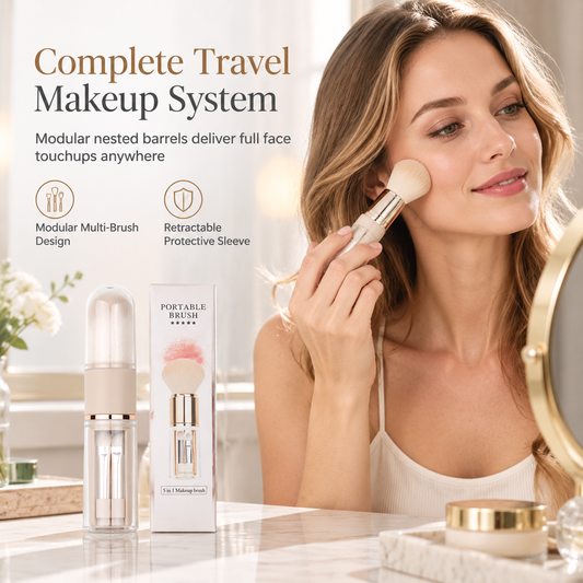 💄 50% dto. Set de brochas de maquillaje retráctil 5 en 1 – cápsula compacta con 5 aplicadores, mecanismo deslizante suave y diseño higiénico sellado. ¡Perfecto para viajar! ✨🧳