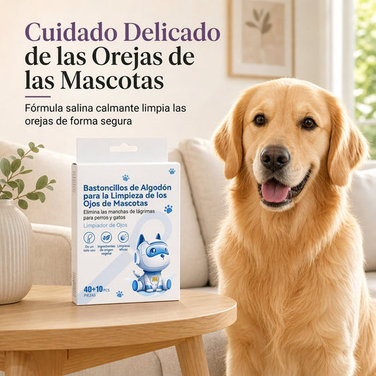 🐾 50% dto. Bastoncillos de algodón para limpieza de oídos y ojos de mascotas – solución salina purificada, suaves y prácticos. ¡25 o 50 piezas para gatos y perros! ✨👂