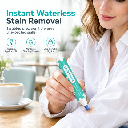 🖊️ 50% dto. Lápiz quitamanchas portátil – punta precisa para manchas frescas en tela, formato bolsillo y fácil de llevar en el bolso. ¡Ideal para emergencias de comida y bebida! ✨🧼