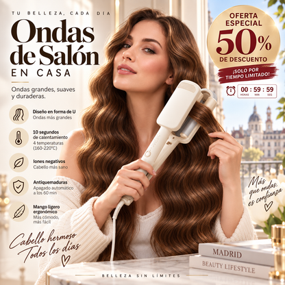 💇‍♀️ 50% dto. Rizador de 32 mm – rizos grandes y duraderos, 4 niveles de calor e iones negativos. Calidad de salón en casa sin esfuerzo! ✨💖