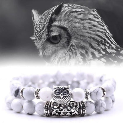 Owl Charm Natural Stone Bracelet